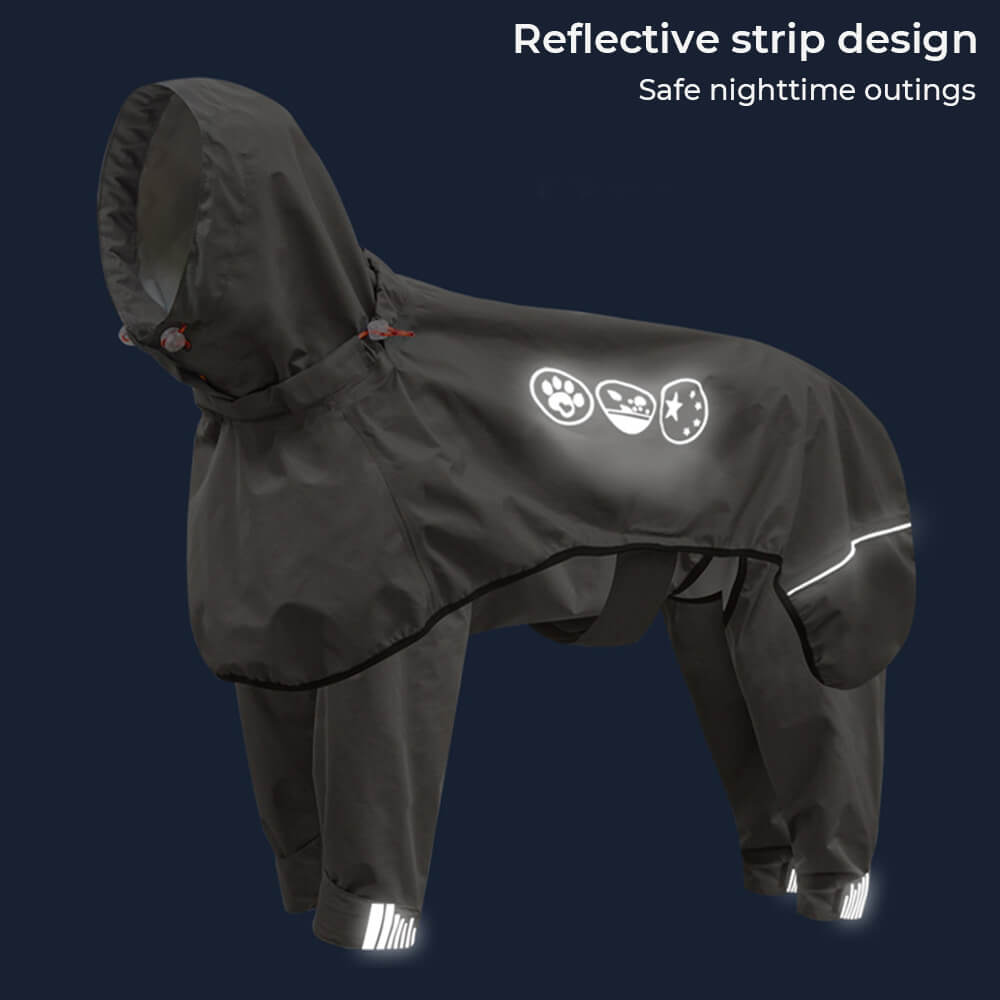 Wasserdichter Hunde-Regenmantel mit vier Beinen und reflektierender Kapuze