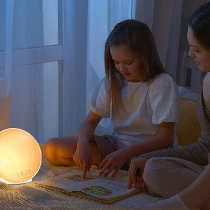 Skanto Skanto | Luxuriöse Sonnenaufgangs-Simulations-Weckerlampe | Beruhigende Klänge, Stimmungslicht & Dual-Alarm für entspannte Morgen