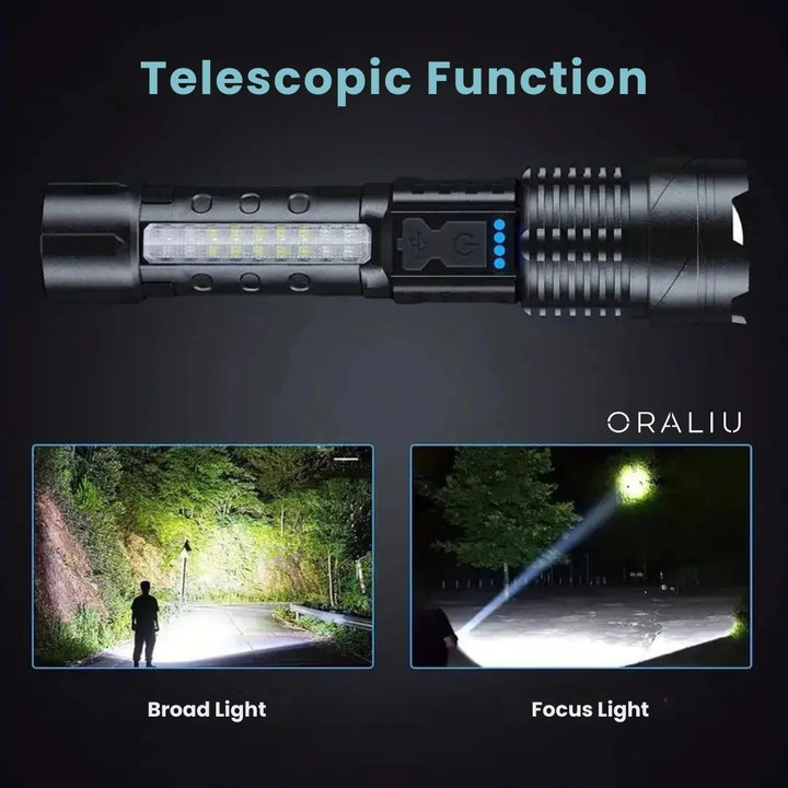 Skanto | Zoomfähige LED Taschenlampe – 3KM Reichweite, Ultra Hell & Langlebig