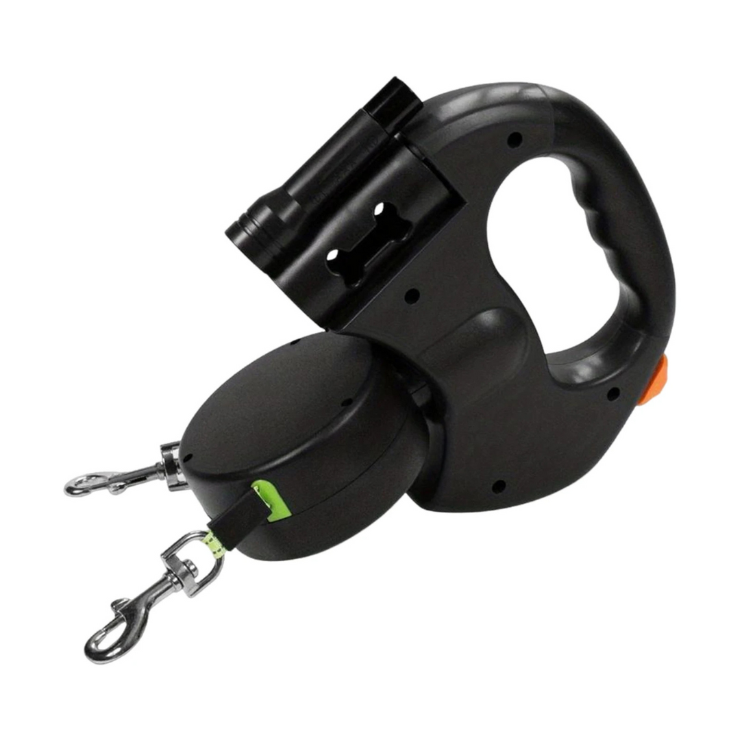 Skanto | Nie wieder verheddern – Doppelleine für Hunde mit LED-Licht
