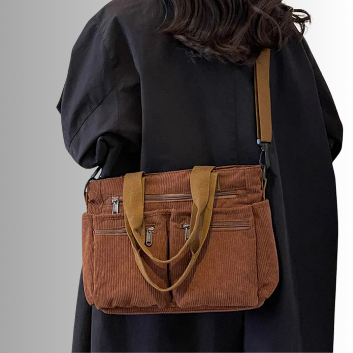 Skanto | Urban Cord Tote Stylische Cord-Schultertasche – Geräumige, praktische & funktionale Alltagstasche