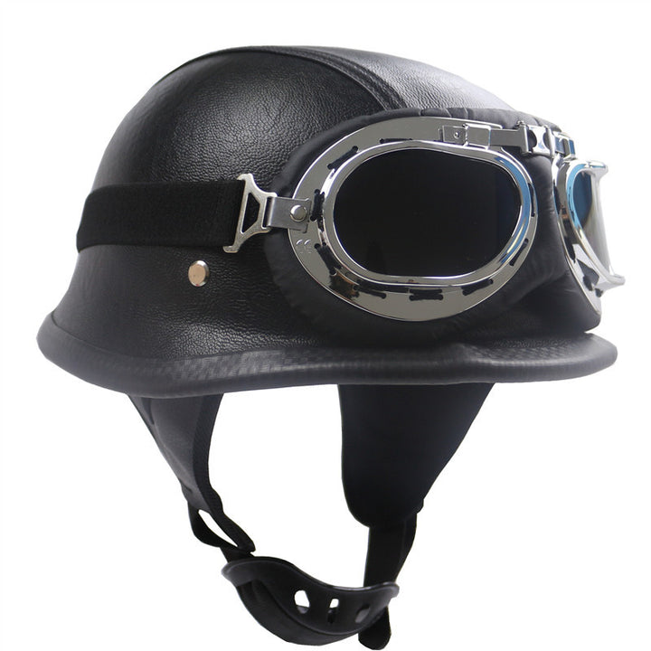 Motorradhelm im Vintage-Stil mit integrierter Brille Skanto