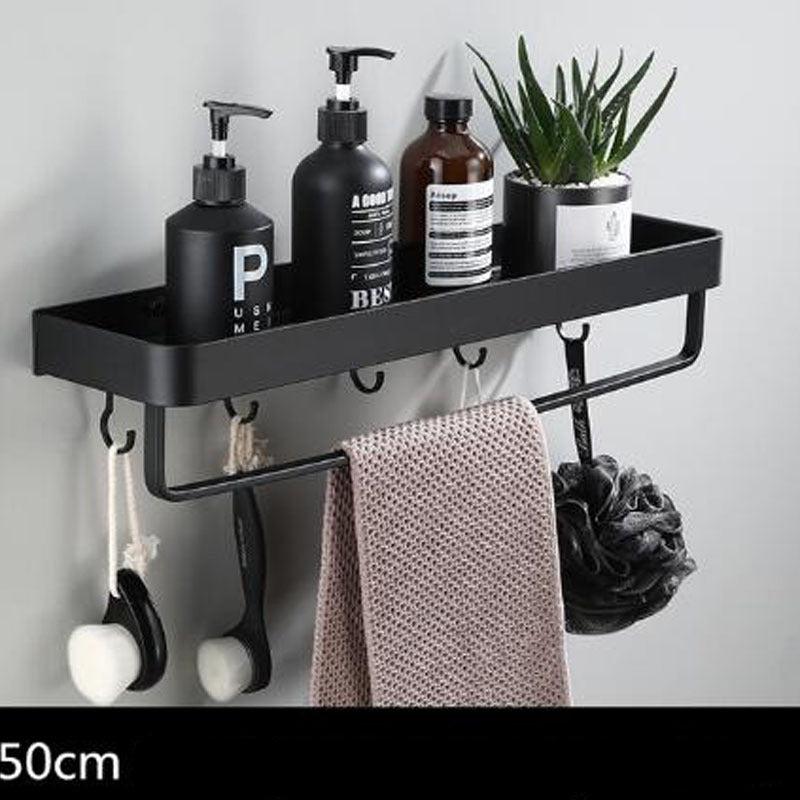 Skanto | Schwarzes Badezimmerregal aus Weltraum-Aluminium zur Wandmontage