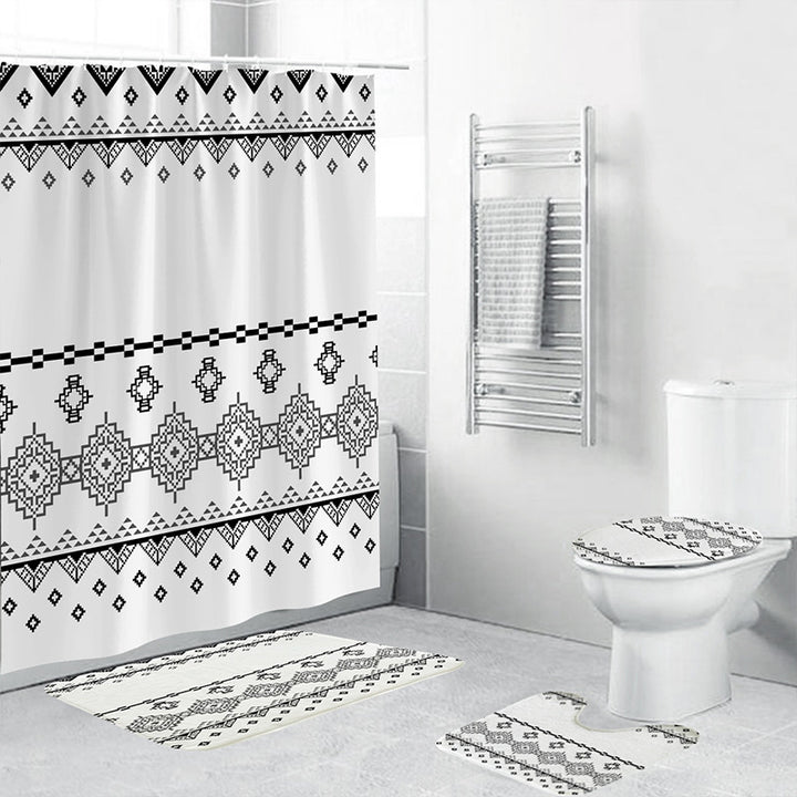 Duschvorhang-Set mit geometrischem Muster Skanto