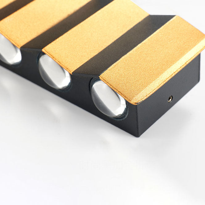 Skanto | Moderne Luxus-LED-Wandleuchte aus goldenem Aluminium für den Außenbereich, wasserdicht, für die Terrasse