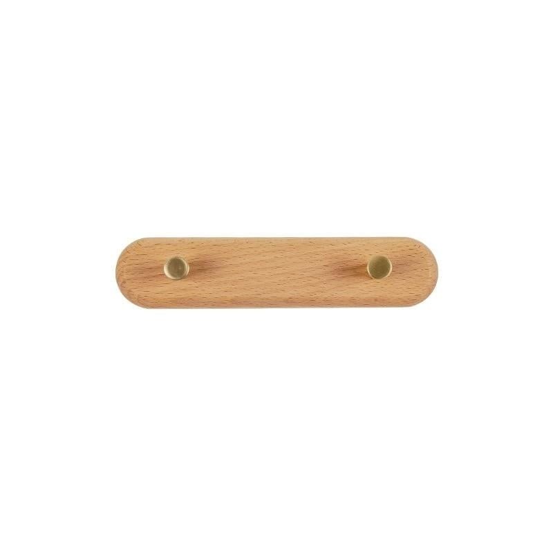 Skanto | WandHout – Minimalistische Wandgarderobe aus Holz mit Messinghaken