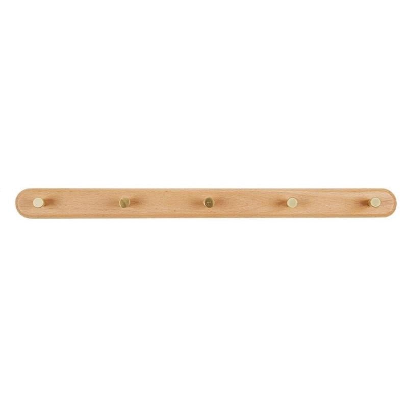 Skanto | WandHout – Minimalistische Wandgarderobe aus Holz mit Messinghaken