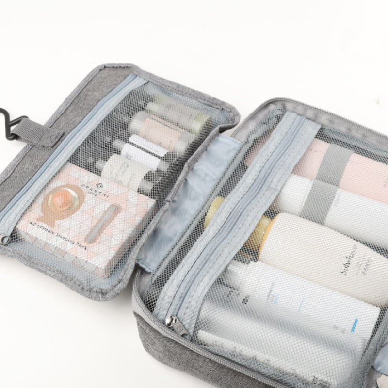 Skanto Skanto | Travelique Reise-Kosmetik-Organizer | Kompakt & Wasserabweisend | Mit 4 Fächern & 360°-Haken | Für Frauen & Männer