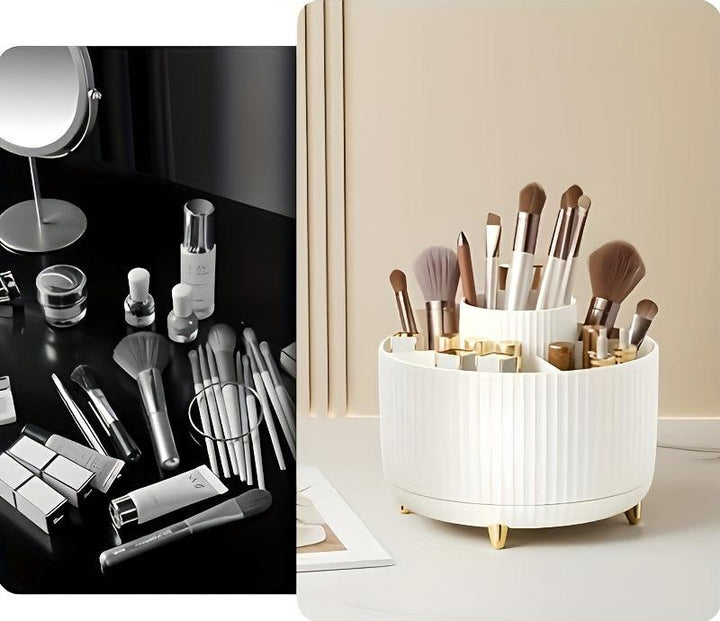 Skanto | GlamSpin – 360° drehbarer Make-up- & Schreibtisch-Organizer mit 5 Fächern