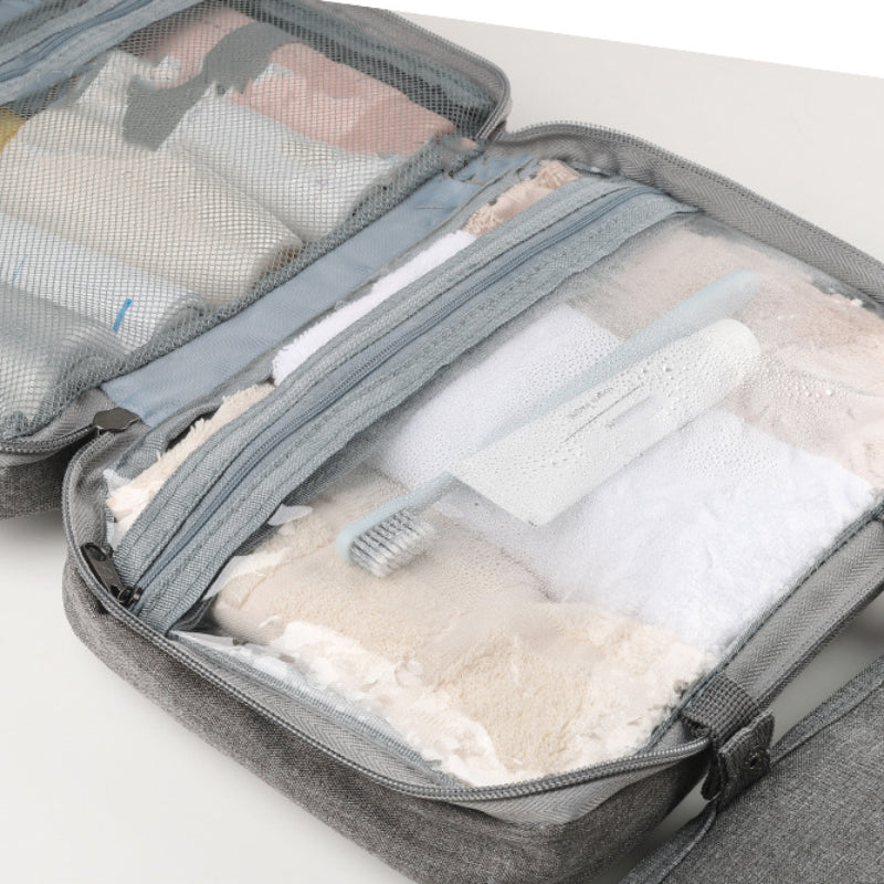 Skanto Skanto | Travelique Reise-Kosmetik-Organizer | Kompakt & Wasserabweisend | Mit 4 Fächern & 360°-Haken | Für Frauen & Männer