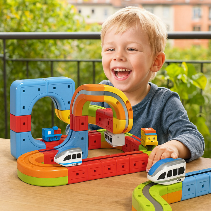 Skanto | Magnetische Würfel-Schienenbahn Kinderspielzeug