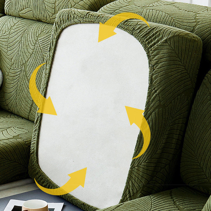 Skanto | Moderner Blatt-Jacquard wasserdichter, kratzfester Stretch-Sofabezug mit voller Abdeckung