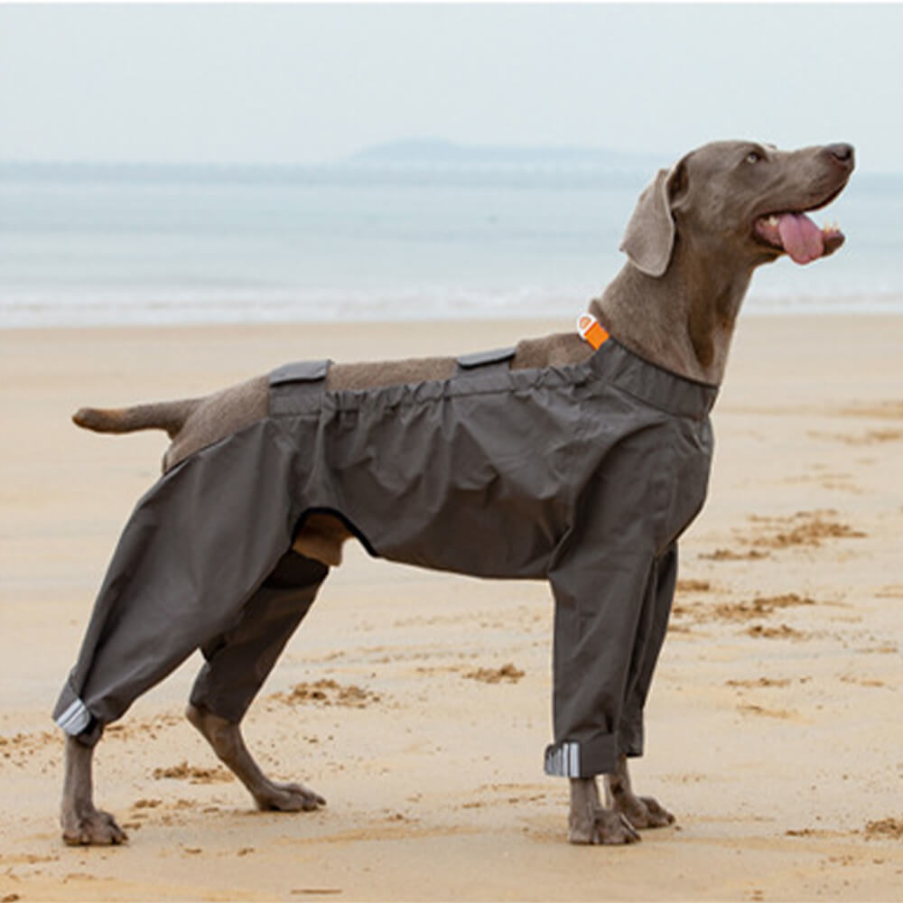 Wasserdichter Hunde-Regenmantel mit vier Beinen und reflektierender Kapuze