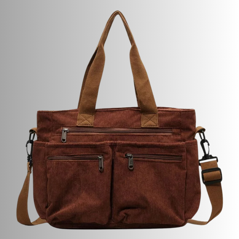 Skanto | Urban Cord Tote Stylische Cord-Schultertasche – Geräumige, praktische & funktionale Alltagstasche