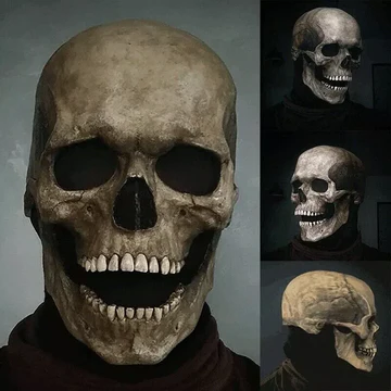 Skanto | Realistische Totenkopfmaske mit beweglichem Kiefer – Menschliche Skelettmaske für Halloween-Partys