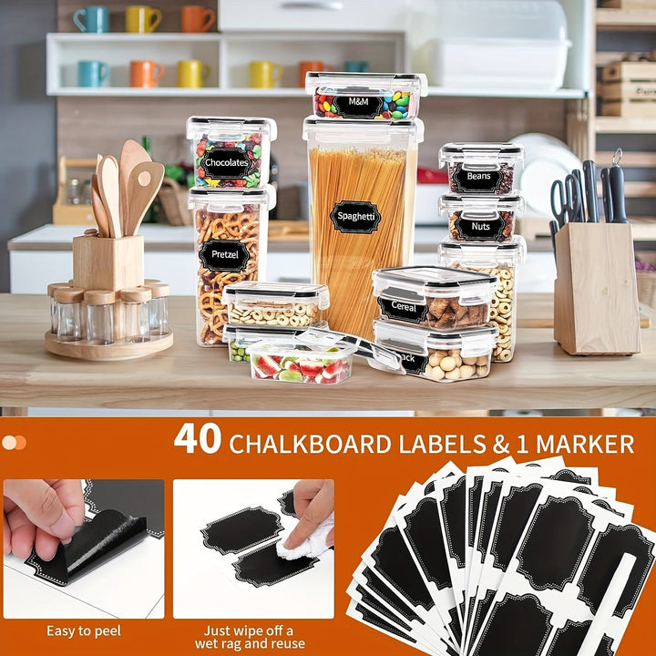 Skanto | Skroam 36er-Pack luftdichte Lebensmittelbehälter: BPA-freier Kunststoff mit Deckeln, Etiketten & Markern für die Küchen- und Vorratsschrankorganisation – Ideal für Mehl, Zucker & Müsli