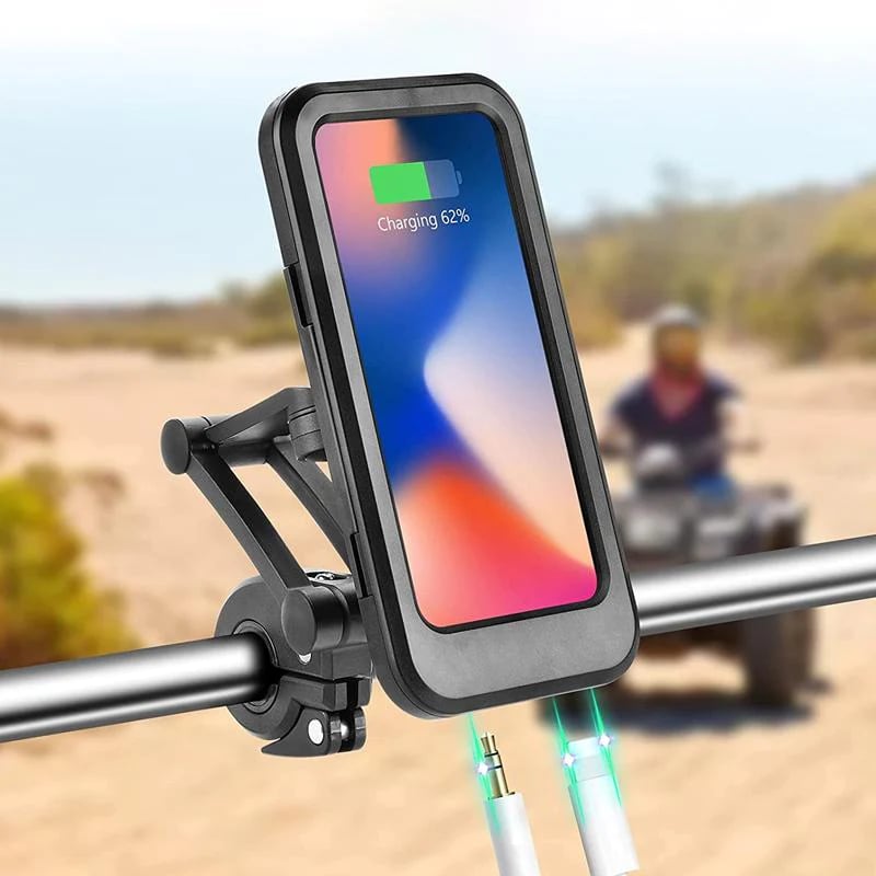 Skanto | RideCharge Pro – Wasserdichte Handyhalterung mit USB und 15W kabelloser Ladefunktion für Fahrrad und E-Bike