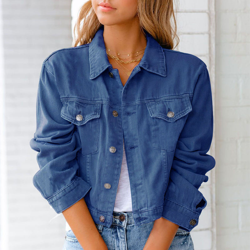 Skanto | 2022 Damen Langarm Freizeit-Jeansjacke
