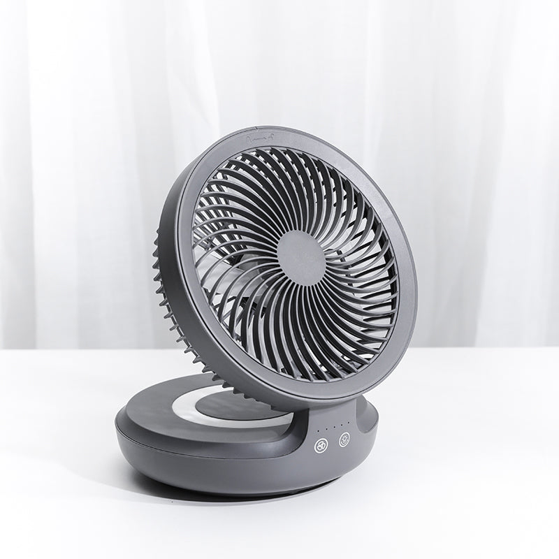 Skanto | Wiederaufladbarer faltbarer Tischventilator, mit vier Modi, Nachtlicht und einstellbarem Winkel, für Studium, Schlaf, Arbeit und Outdoor-Nutzung