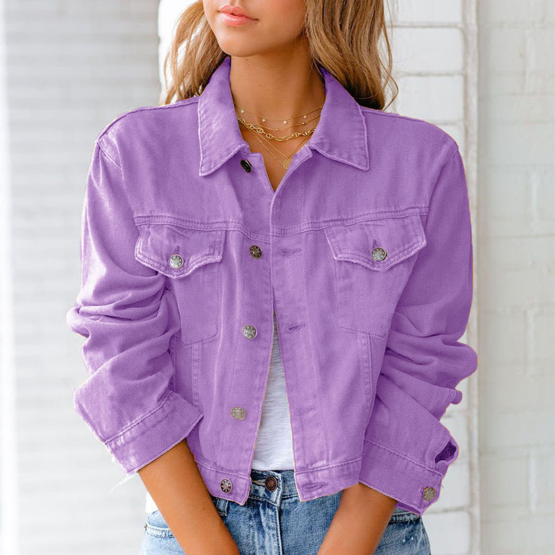 Skanto | 2022 Damen Langarm Freizeit-Jeansjacke