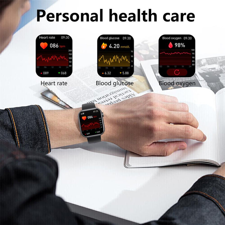 Skanto | Blutzucker Blutdruck Blutsauerstoff Schlafmonitor Wasserdichte Smartwatch