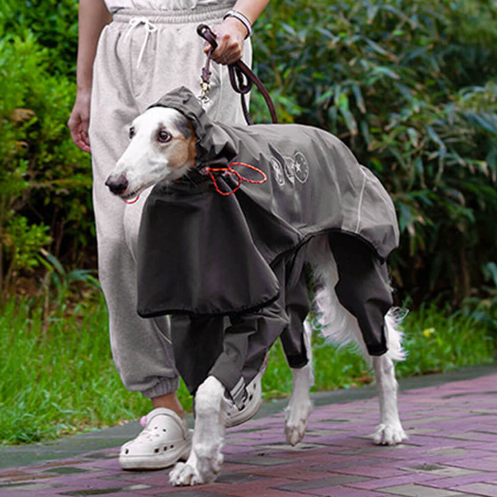 Wasserdichter Hunde-Regenmantel mit vier Beinen und reflektierender Kapuze