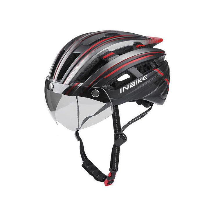 Skanto | Fahrradhelm mit Brille, Visier und LED-Rücklicht