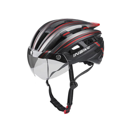 Skanto | Fahrradhelm mit Brille, Visier und LED-Rücklicht