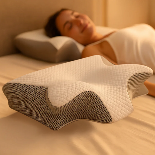 Skanto | Memory Foam Nackenkissen | Ergonomisches 2-in-1-Design zur Linderung von Nackenschmerzen & für komfortablen Schlaf
