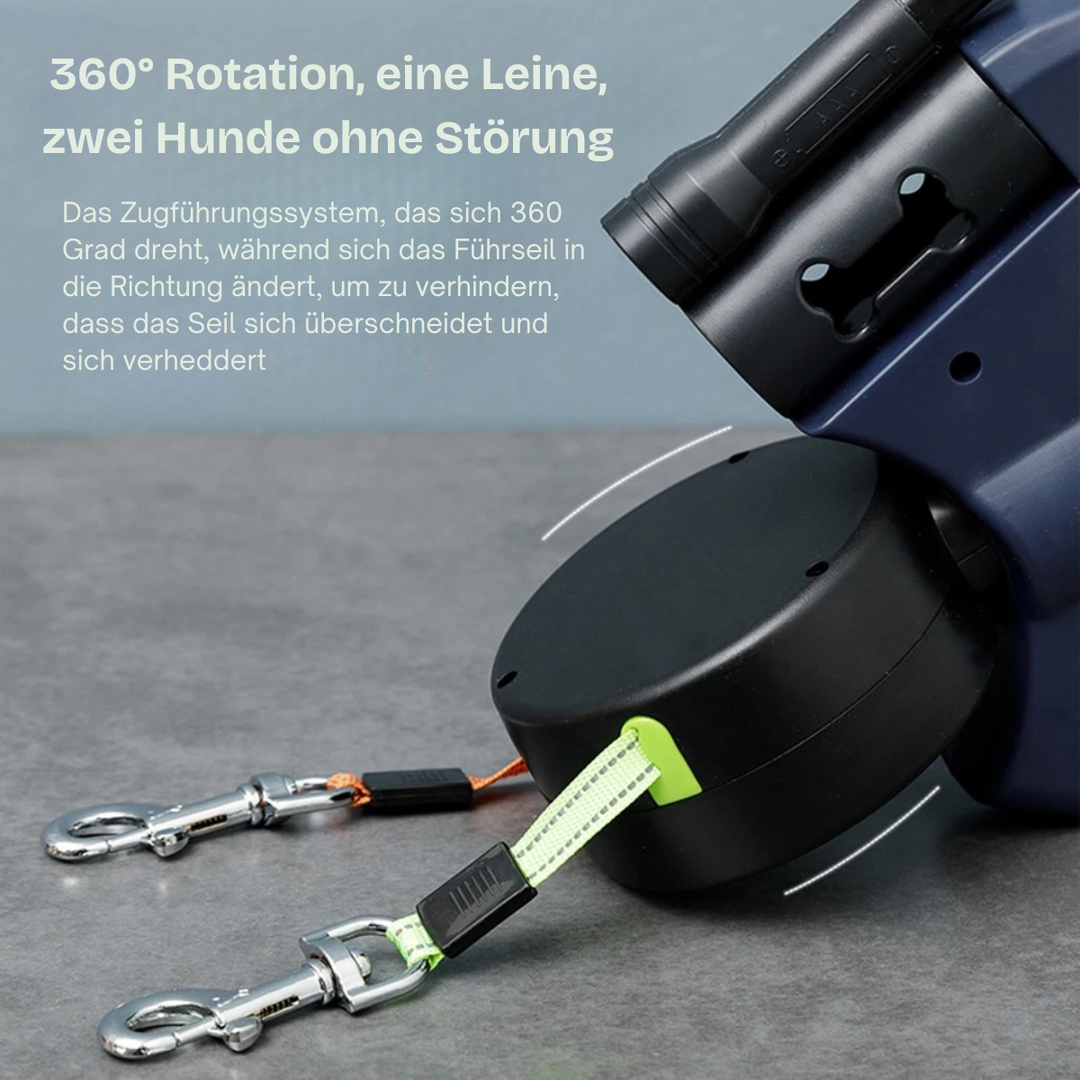 Skanto | Nie wieder verheddern – Doppelleine für Hunde mit LED-Licht