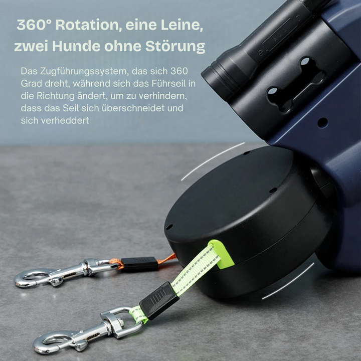 Skanto | Nie wieder verheddern – Doppelleine für Hunde mit LED-Licht