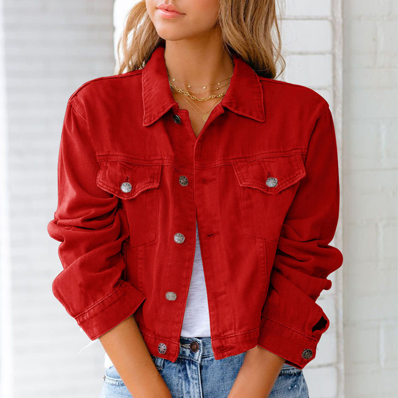 Skanto | 2022 Damen Langarm Freizeit-Jeansjacke