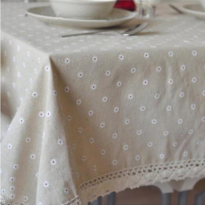 Skanto | Baumwoll-Leinen-Tischdecke mit Gänseblümchen-Print