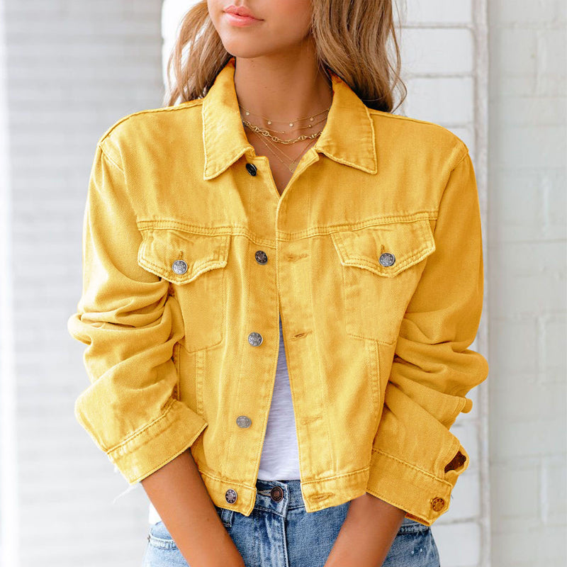 Skanto | 2022 Damen Langarm Freizeit-Jeansjacke