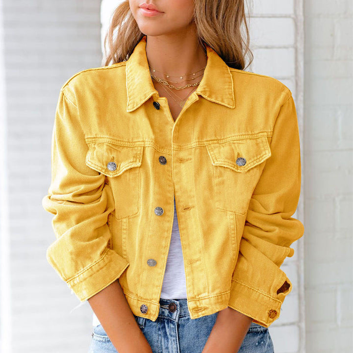 Skanto | 2022 Damen Langarm Freizeit-Jeansjacke