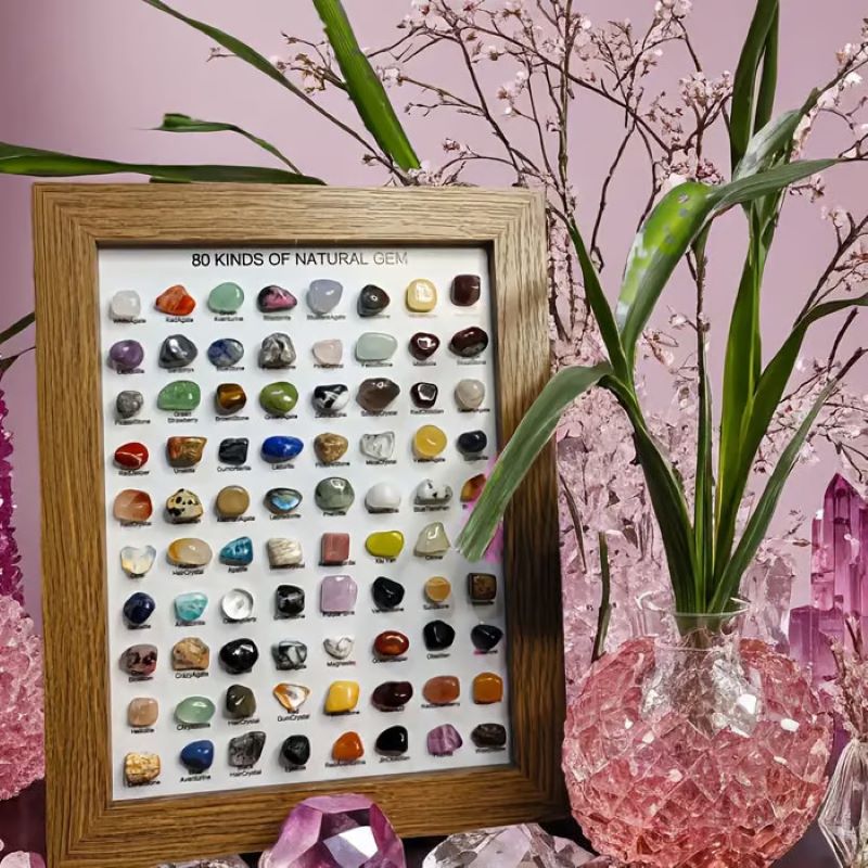 Skanto | 80 Mineralien-Sammlung im Rahmen