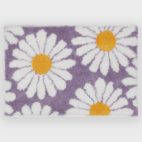 Skanto | Feblilac Sweet Daisy Badematte, lila Blumen-Teppich fürs Badezimmer