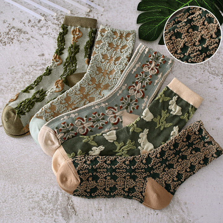 Skanto | Damen-Baumwollsocken mit Blumenmuster