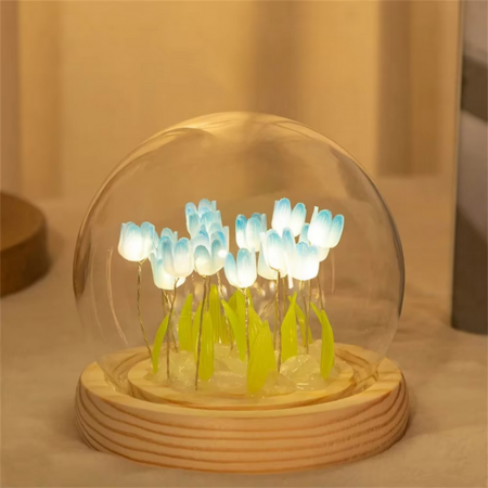 Skanto | Handgemachte Künstliche Tulpen-LED-Nachtlicht-Tischlampe für Schlafzimmer und Geschenkdeko