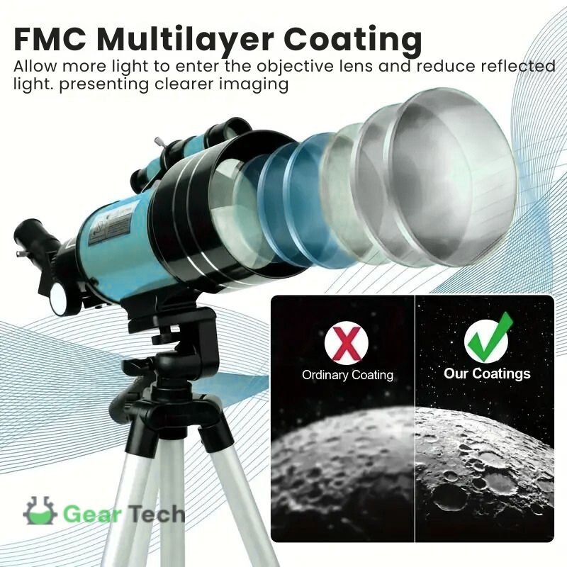 Skanto | Professionelles astronomisches Teleskop | 70mm Öffnung, 300mm Brennweite & einfacher Aufbau für Sternenbeobachtung und Naturerkundung