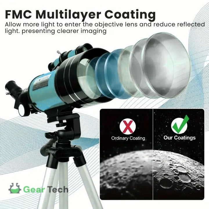 Skanto | Professionelles astronomisches Teleskop | 70mm Öffnung, 300mm Brennweite & einfacher Aufbau für Sternenbeobachtung und Naturerkundung