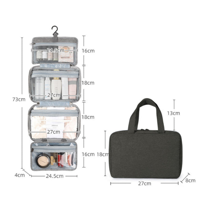 Skanto Skanto | Travelique Reise-Kosmetik-Organizer | Kompakt & Wasserabweisend | Mit 4 Fächern & 360°-Haken | Für Frauen & Männer