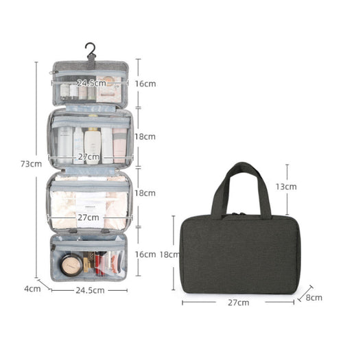 Skanto Skanto | Travelique Reise-Kosmetik-Organizer | Kompakt & Wasserabweisend | Mit 4 Fächern & 360°-Haken | Für Frauen & Männer