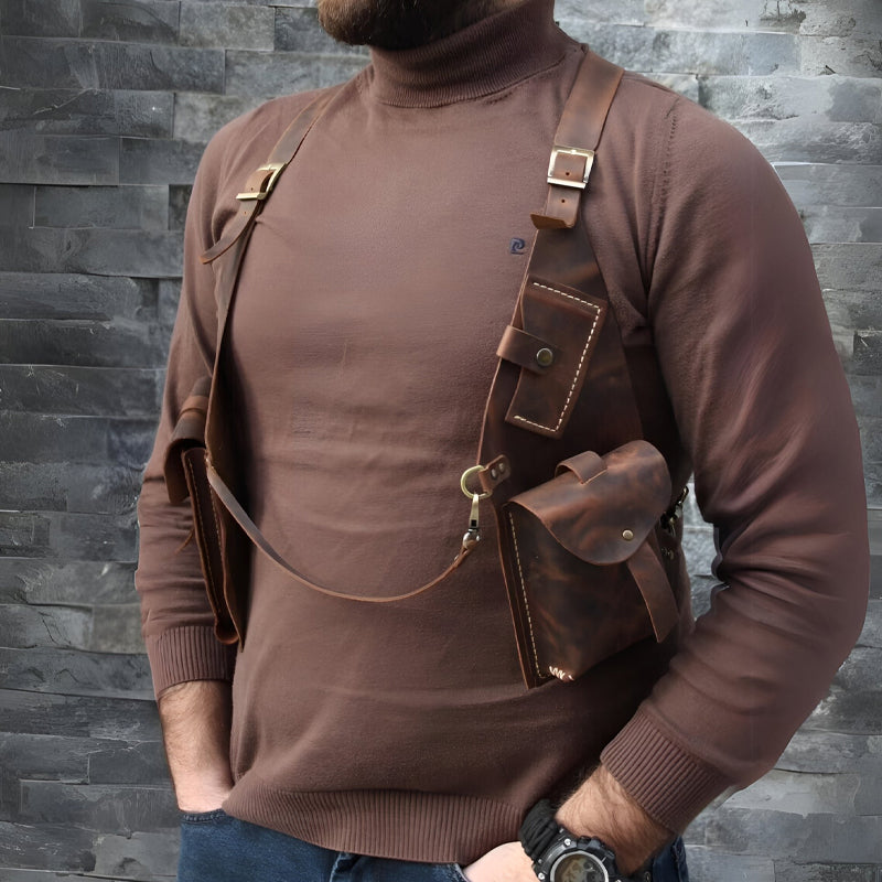 Skanto | Mittelalterliche Steampunk Retro Umhängetasche mit Riemen