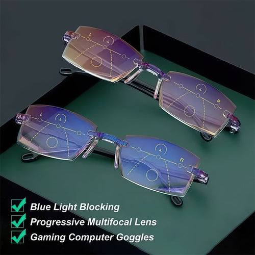 Skanto | Neu 2024: Hochharte Blaulichtfilter-Saphir-Lesebrille mit Dual-Fokus und intelligenter Lesefunktion