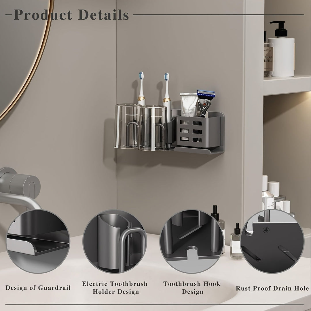Skanto | BristleHub Wandmontierter elektrischer Zahnbürstenhalter – Aluminium-Badezimmer-Organizer mit Ablauflöchern