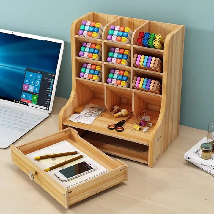 Skanto | PenBox | Schreibtisch-Organizer | Stifthalter aus Holz | Stilvolle & effiziente Aufbewahrungslösung