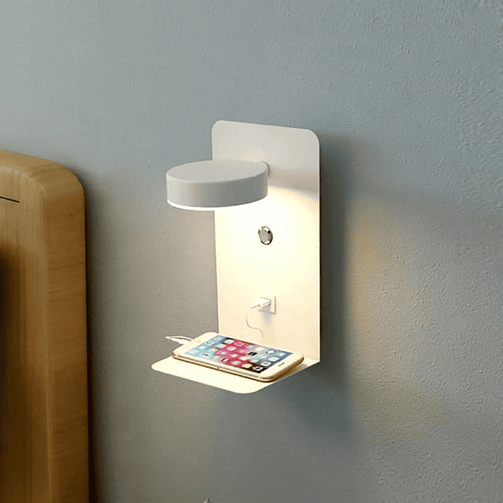 Skanto | LED-Wandlampe mit Ablage | Sanftes Licht, modernes Design & ideal zur Schaffung einer festlichen Atmosphäre im Schlafzimmer