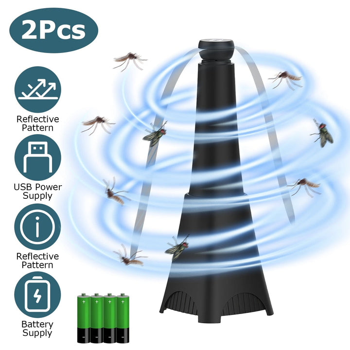 Skanto | 2er-Pack: Tragbarer Ventilator mit reflektierendem Insektenschutz, akkubetrieben