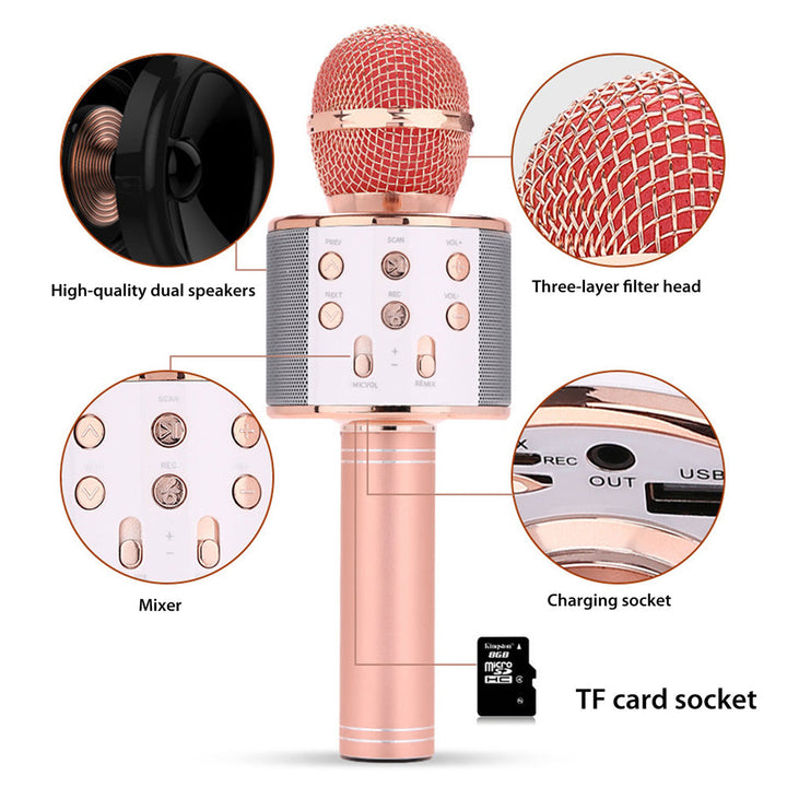 Skanto | Wiederaufladbares kabelloses Bluetooth Karaoke-Mikrofon
